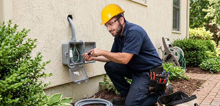 Outdoor Outlet Installation on Vinyl Siding in Grove City